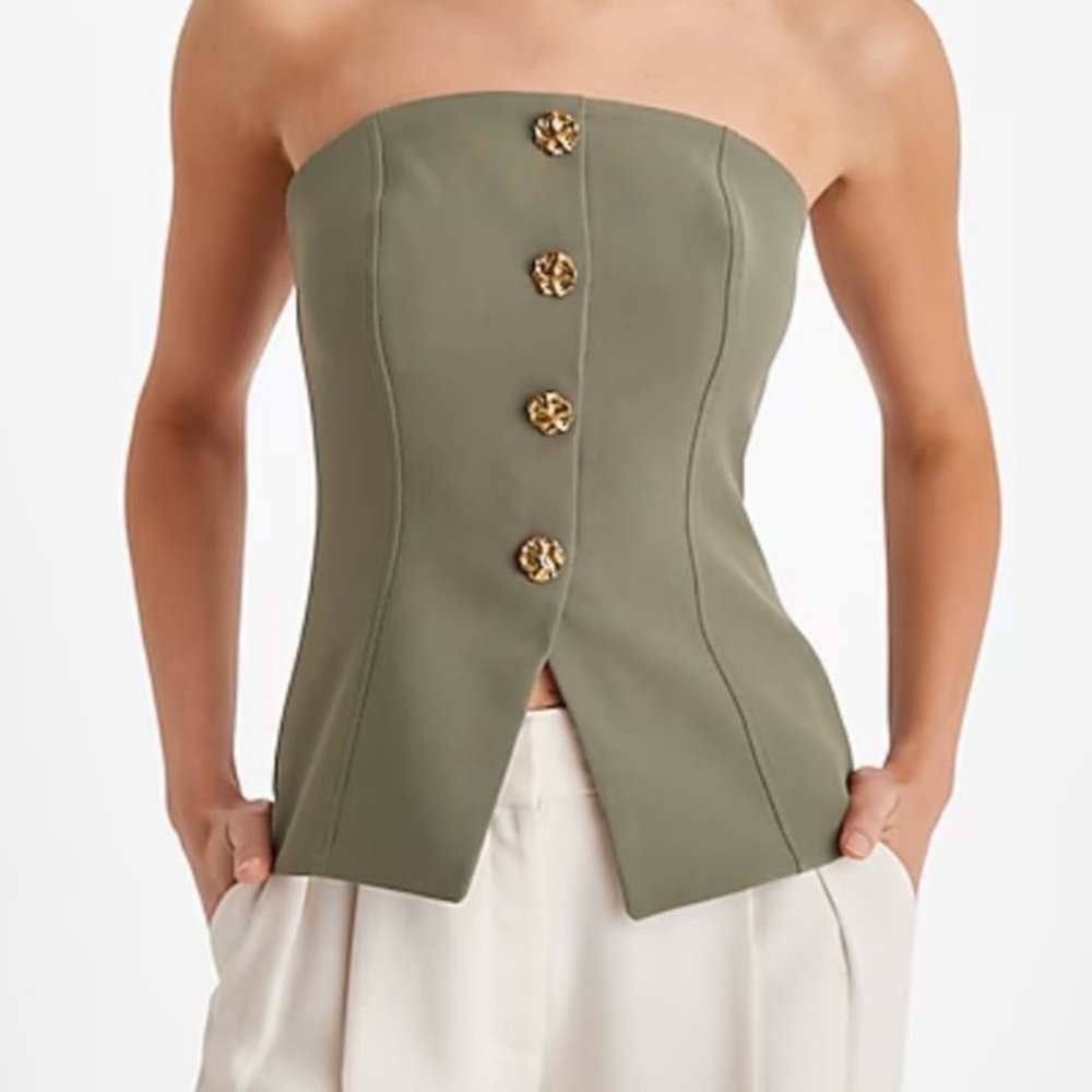 Express Olive Green Strapless Top